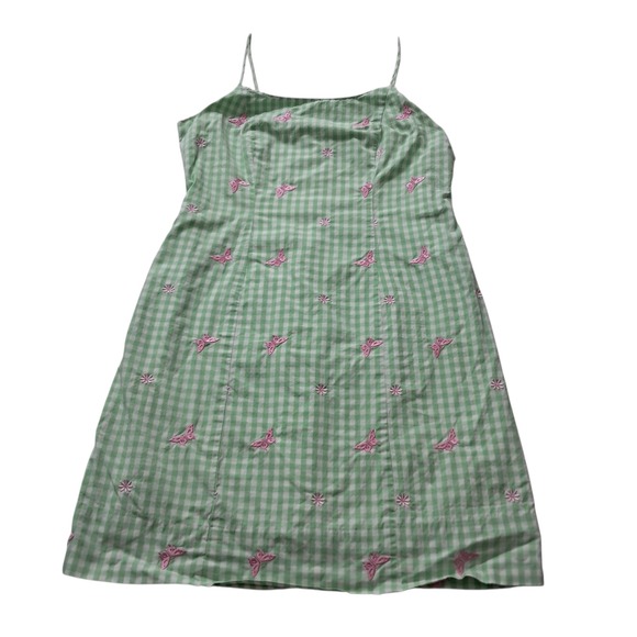 Lilly Pulitzer Dresses & Skirts - Vintage Lilly Pulitzer Dress Women's 8 Green White Mini Gingham Butterfly Y2K
